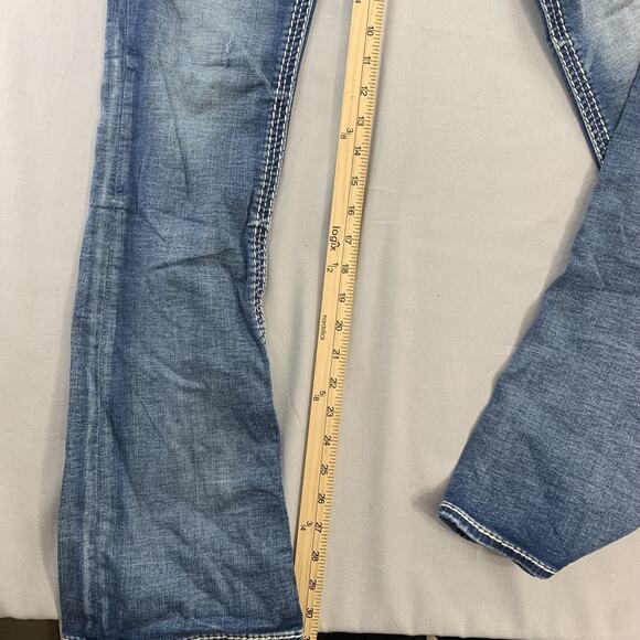 Rock Revival Women Yui Easy Bootcut Embellished Gem Pockets Blue Jeans Sz 30 - Picture 8 of 11